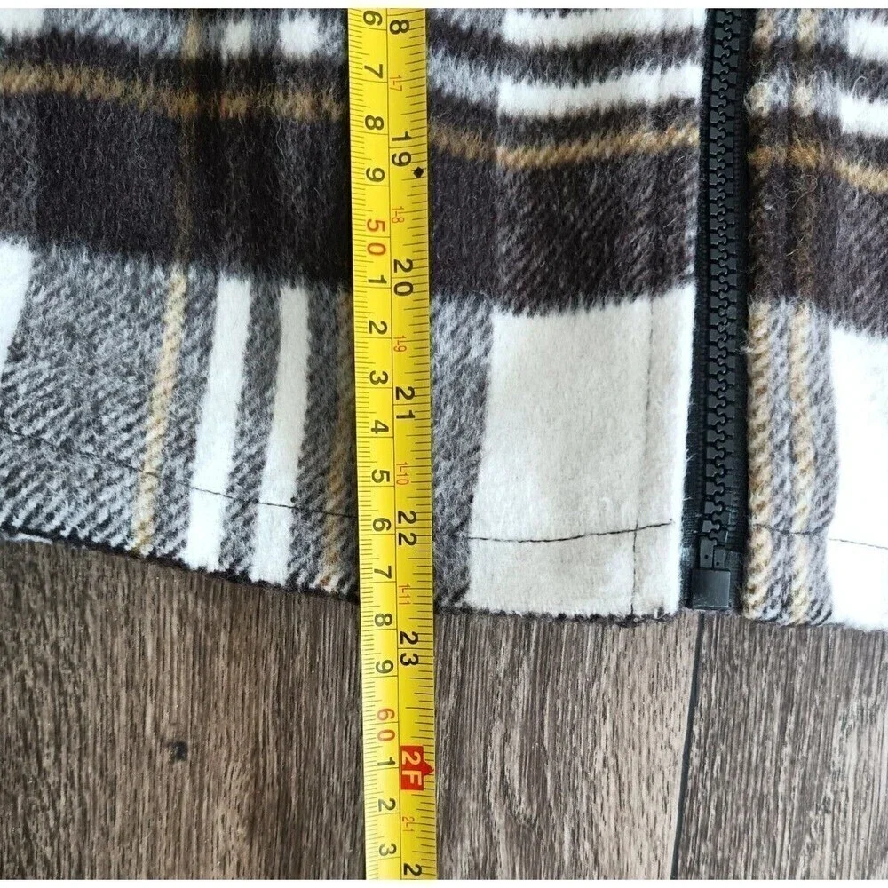 Haus Of Jr Plaid Flannel Jacket Kids Size 14 Brown Hooded Long Sleeve